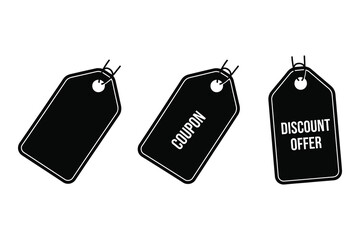Black tag icons with text, Vector Design, Icon Design