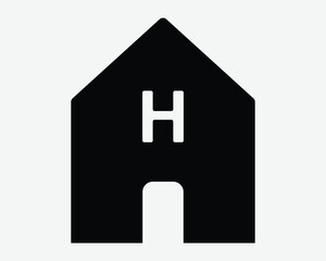 Obraz premium Hotel House Shape Accommodation Inn Home Homepage Sign Symbol Icon Hospital Building Sign Symbol Health Care Clinic Housing Ward Healthcare Center