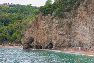 Coast of the Adriatic Sea. Landscape with beach and rock