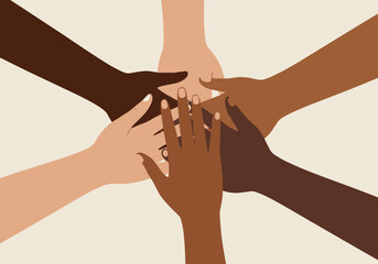 Collaborative hands supporting unity community space warm environment top-down view inclusivity concept