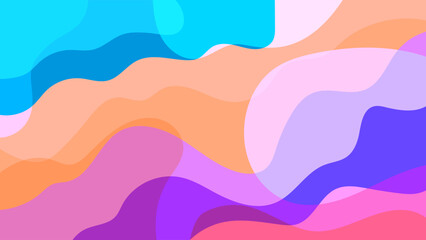ABSTRACT FLAT COLORFUL BACKGROUND WITH HANDDRAWN ORGANIC SHAPES WAVY DESIGN VECTOR TEMPLATE FOR WALLPAPER, COVER DESIGN