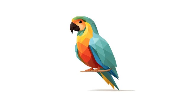 Colorful Geometric Parrot Illustration in Vibrant Polygon Style