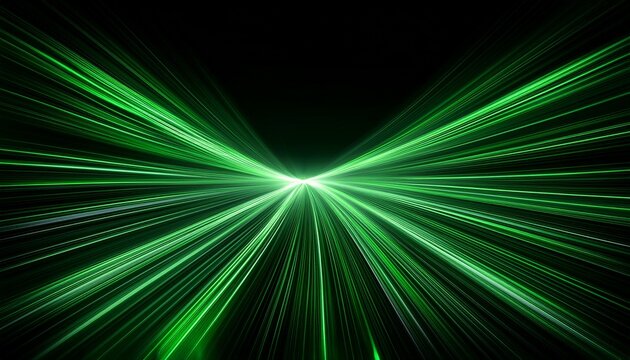 Abstract Glowing Green Lines On Black Background