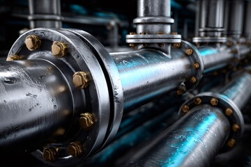 Industrial pipeline system conveying fluid with steel flanges