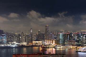 Amazing hong kong skyline from a high vantage point at night