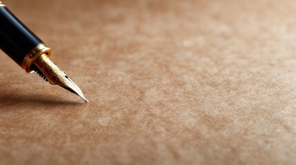A luxurious fountain pen lies poised on a rich, textured paper background, symbolizing creativity and sophistication in writing and artistry.