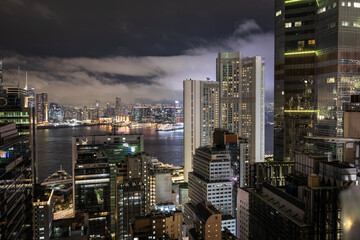 Amazing hong kong skyline from a high vantage point at night