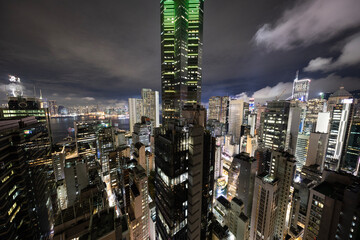 Amazing hong kong skyline from a high vantage point at night