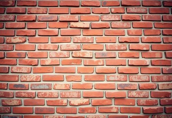 Obraz premium A weathered red brick wall, texture showing age and wear, weathered, industrial