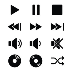Media player icons, Vector Design, Icon Design