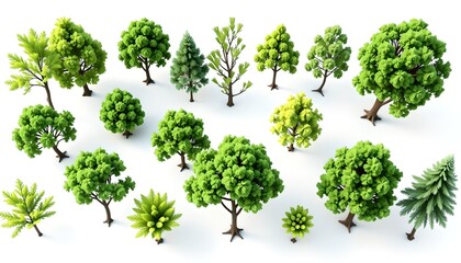 Obraz premium A collection of miniature trees showcase the various shapes and textures, offering a diverse forest landscape representation