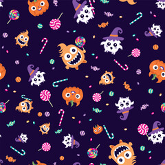 Adorable and Cute Halloween Patterns Featuring Monsters, Candy, and Seasonal Themes