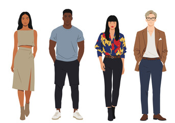 Fashion showcase diverse models in modern attire urban setting vibrant mood