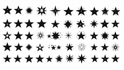 Black stars shapes arranged, on white background, used for design or decoration