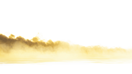 abstract yellow fluffy mist fog smoke curling isolated on white background