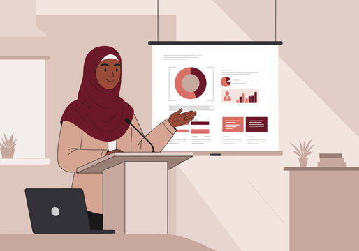 Empowering business presentation by a woman modern office digital content professional environment engaging viewpoint