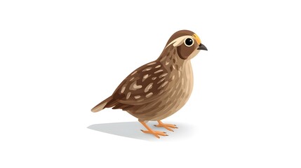 Obraz premium Cute Cartoon Illustration of a Quail Bird on White Background