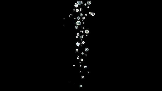 Elegant crystal geometric shapes softly rising against a black background video