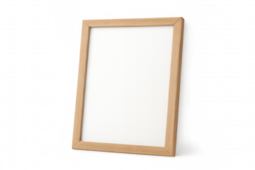 Wooden frame mockup with blank white poster space, vertical, having transparent background, 3d rendering