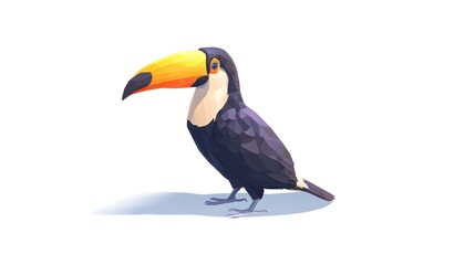 Naklejka premium Colorful Toucan with Geometric Design on White Background