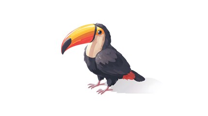 Naklejka premium Colorful Toucan with Vibrant Beak on White Background