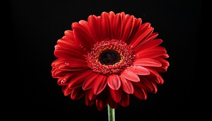 Red Gerbera Isolated On Black Background