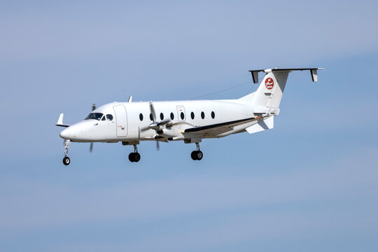 Luqa, Malta - September 17, 2025: Air Express Algeria Beechcraft 1900D (REG: 7T-VAQ) on finals runway 31.