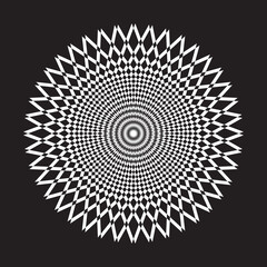 Black and white pattern round ornament, vector design idea