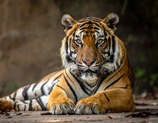 Fototapeta premium Majestic tiger portrait in nature