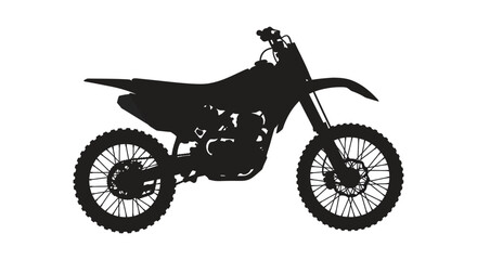 Black dirt bike isolated on a white background a striking silhouette