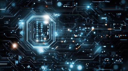 Abstract Technology Background with Circuit Board and Light Effects