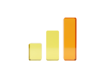 Growing bar graph PNG isolated on transparent background, business growth chart for data visualization and financial analysis