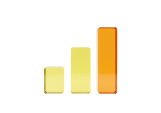 Growing bar graph PNG isolated on transparent background, business growth chart for data visualization and financial analysis