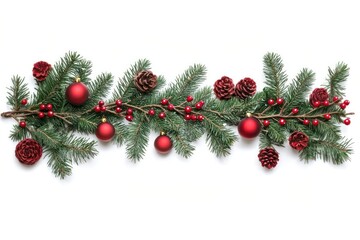 Festive composition with fir tree branches christmas decoration festive.
