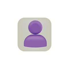 user,profile,person 3d realistic icon illustration of a purple square with a simple user profile or anonymous person icon