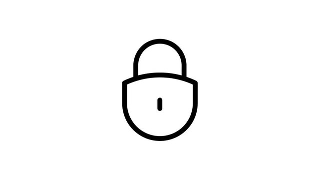 Minimalist animation of an open padlock symbol, representing security, data access, password protection, and privacy concepts. icon animation for cybersecurity.
