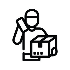 Obraz premium Minimalist Line Art Icon of Delivery Service Worker