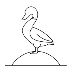 Goose standing on ground line icon. Vector illustration editable stroke