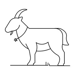 Goat Line Icon Vector, Farm Animal Editable Stroke Illustration