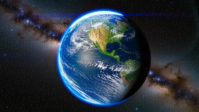 Earth with Auroras in Deep Space