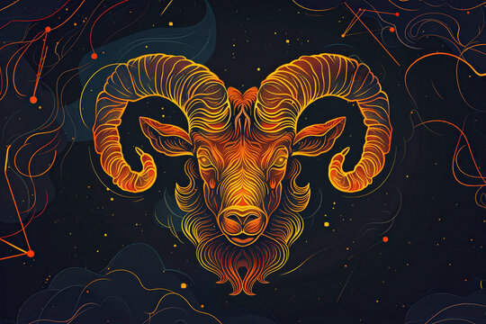 Abstract astrological concept of Aries zodiac sign symbol