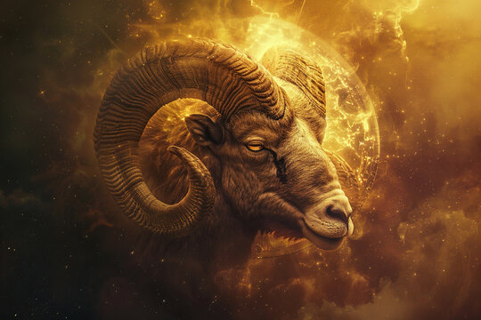 Abstract astrological concept of Aries zodiac sign symbol