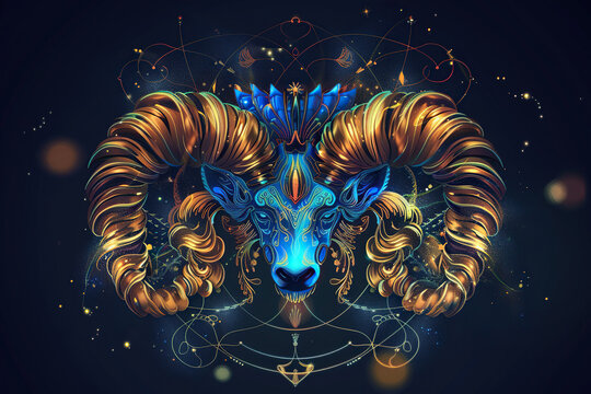 Abstract astrological concept of Aries zodiac sign symbol