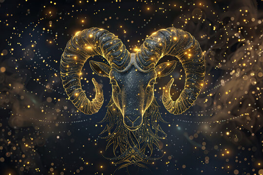 Abstract astrological concept of Aries zodiac sign symbol