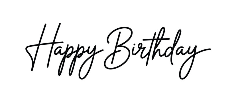 Elegant Cursive Happy Birthday Text on White Background