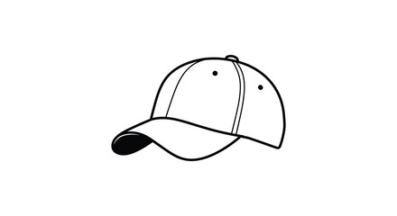 Simple black and white illustration of a baseball cap silhouette
