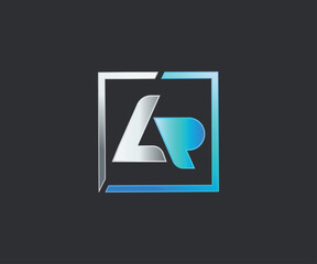  Minimalist LP Initial square shape logo design blue colors gradient