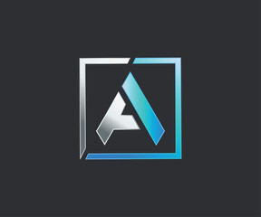 Minimalist TA Initial square shape logo design blue colors gradient
