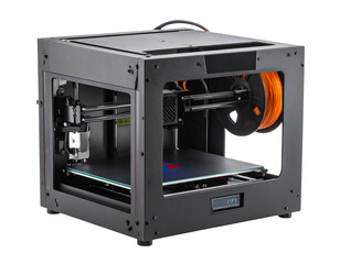Compact 3D Printer Side Angle with Filament Spool, isolated