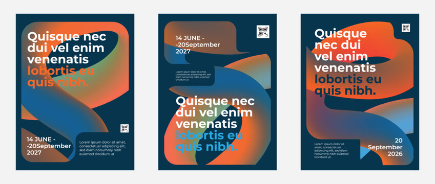 Modern corporate poster set with geometric shapes and gradient bold lines. Perfect for corporate events, conferences, advertising, and branding. - Powered by Adobe